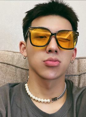 网红款黄色显瘦大框太阳眼镜