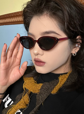 小框窄框红色墨镜女款2025新款