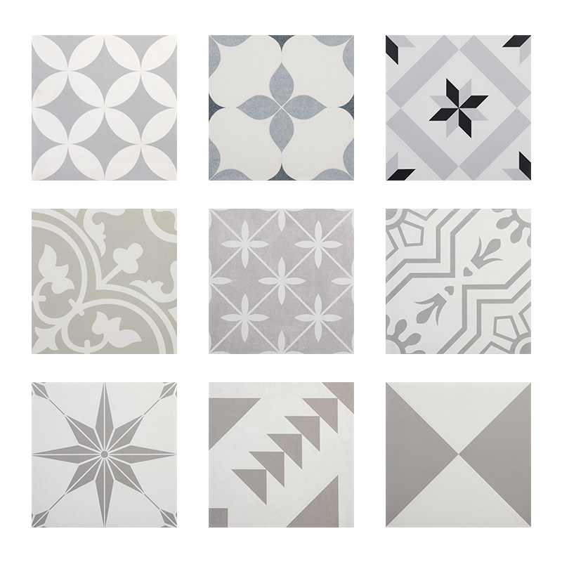 北欧卫生间花砖灰色复古防滑地砖阳台浴室厨房墙砖花片厕所瓷砖 罗尼生态 淘优券