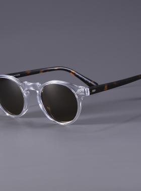 小脸男圆形复古偏光太阳镜