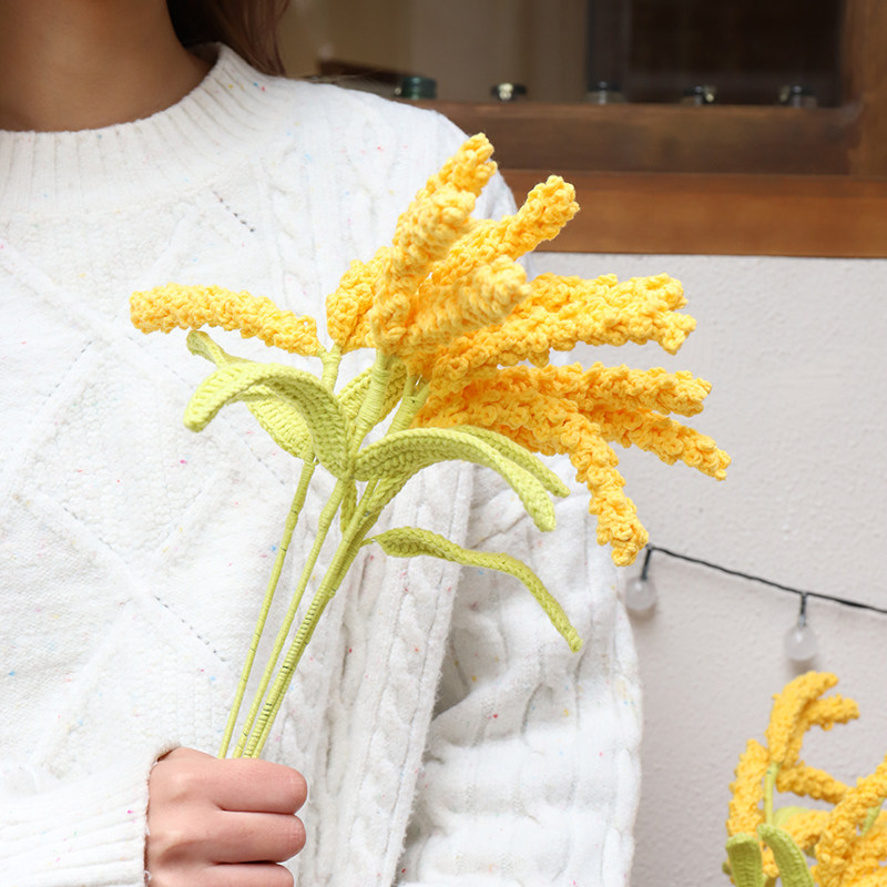 手工DIY编织黄金麦穗钩针假花毛线仿真大麦花束自制开业招财礼物,淘宝优惠券,粉丝福利购,淘宝优惠卷