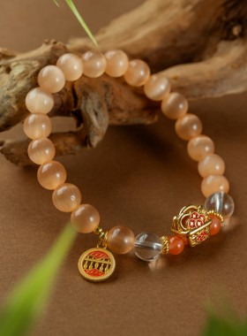 天然黄水晶手链女ins小众设计