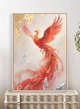 品都中国风浴火重生凤凰数字油画diy填充涂色手工手绘油彩装饰画