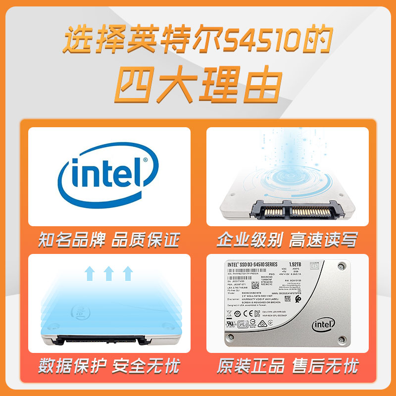 Intel/英特尔 S4510 1.92T 3D NAND 企业级固态硬盘SSDSC2KB019T8 - 图1