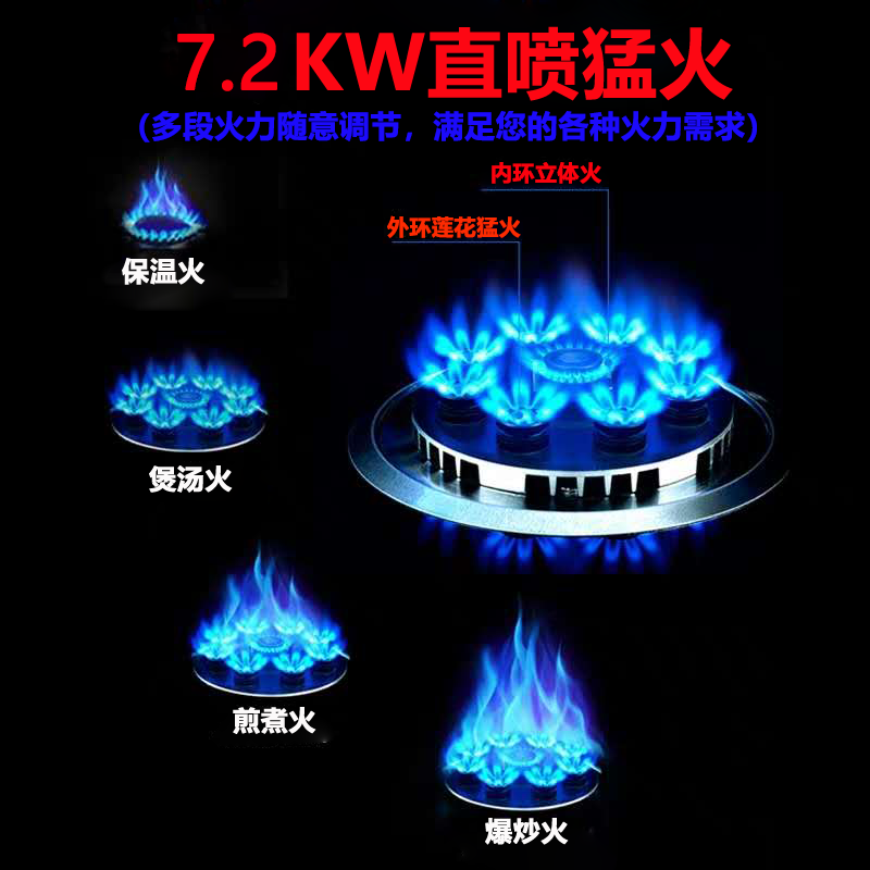 正品猛火燃气灶家用不锈钢煤气灶可定时嵌入式台式炉天燃气液化气 - 图0