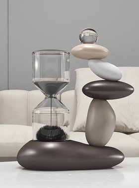 创意时来运转摆件石头磁力沙漏客厅书房软装饰品高级感小众新中式