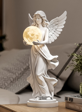 欧式复古天使托月小夜灯摆件