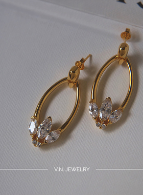 vnjewelry锆石耳钉小众设计银饰