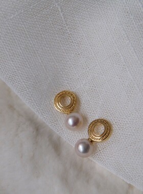 VNJEWELRY天然珍珠925银耳钉