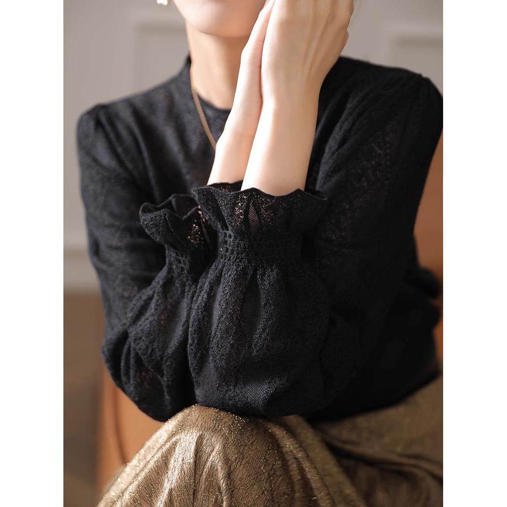 镂空针织衫女春秋2025年新款内搭设计感小众小香风喇叭袖薄款上衣,淘宝优惠券,粉丝福利购,淘宝优惠卷