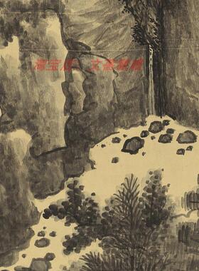 龚贤 群峰石潭图 仿古山水写意国画c立轴竖幅装饰画高清微喷画