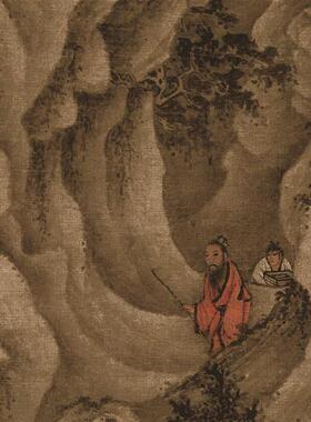 :1五代 南唐 巨O然 湖山春晓图绢本古代名山水画高清喷绘临摹教材