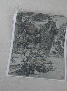 :1北京故宫山水画名作真H迹复制品清代 髡残 层岩叠壑图 42x108cm