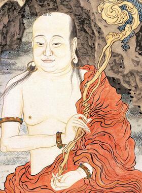 :1清金廷标 罗汉图菩萨童子礼佛立轴挂画装n饰画高清微喷复制临摹