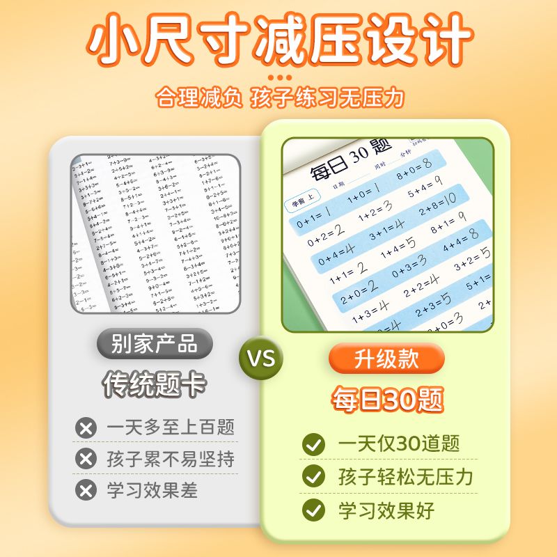 【书行】一年级上册每日30题数学口算题卡儿童二三年级下册100以内加减法小学生口算天天练儿童速算练习册 - 图1