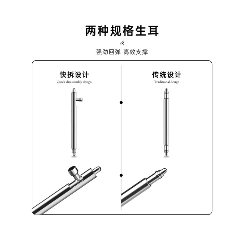原厂代用高品质生耳针表轴不锈钢皮表带表扣快拆生耳杆弹簧表栓手 - 图3