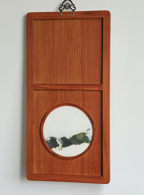 康御红缅甸花梨云石挂屏