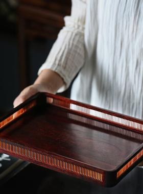 康御红小叶紫檀木新中式承盘