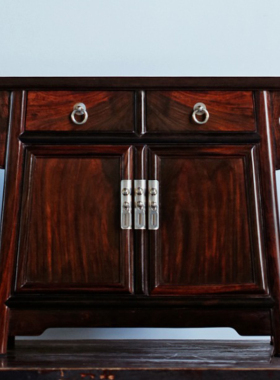 康御红大红酸枝明式翘头二联橱