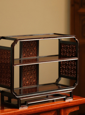 康御红紫光檀X缅甸花梨茶架