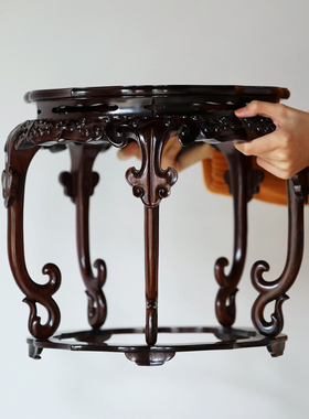 康御红大红酸枝五足葵形花架