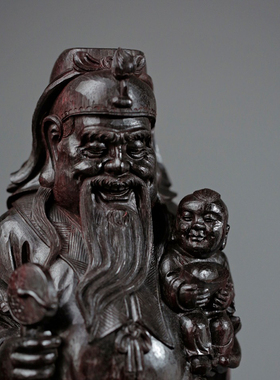 康御红印度小叶紫檀木福禄寿摆件