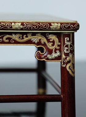小叶紫檀螭龙云纹描金方几