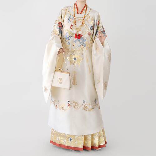 云藏月绣 鎏金 原创明制织金妆花圆领袍马面裙婚服汉服女套装秋冬 - 图1