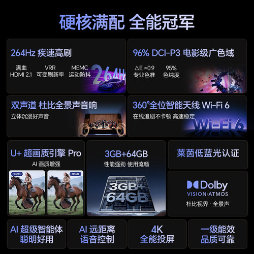 海信电视65E3NH Pro 65英寸 U+超画质引擎 264Hz 以旧换新电视机 - 图0