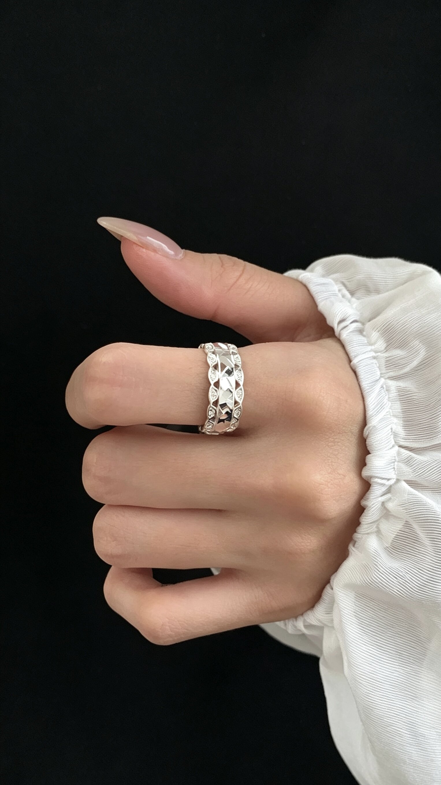 Accessories collection 925 silver ring for women, niche design, high-end, light luxury, versatile, fashionable, simple and simple