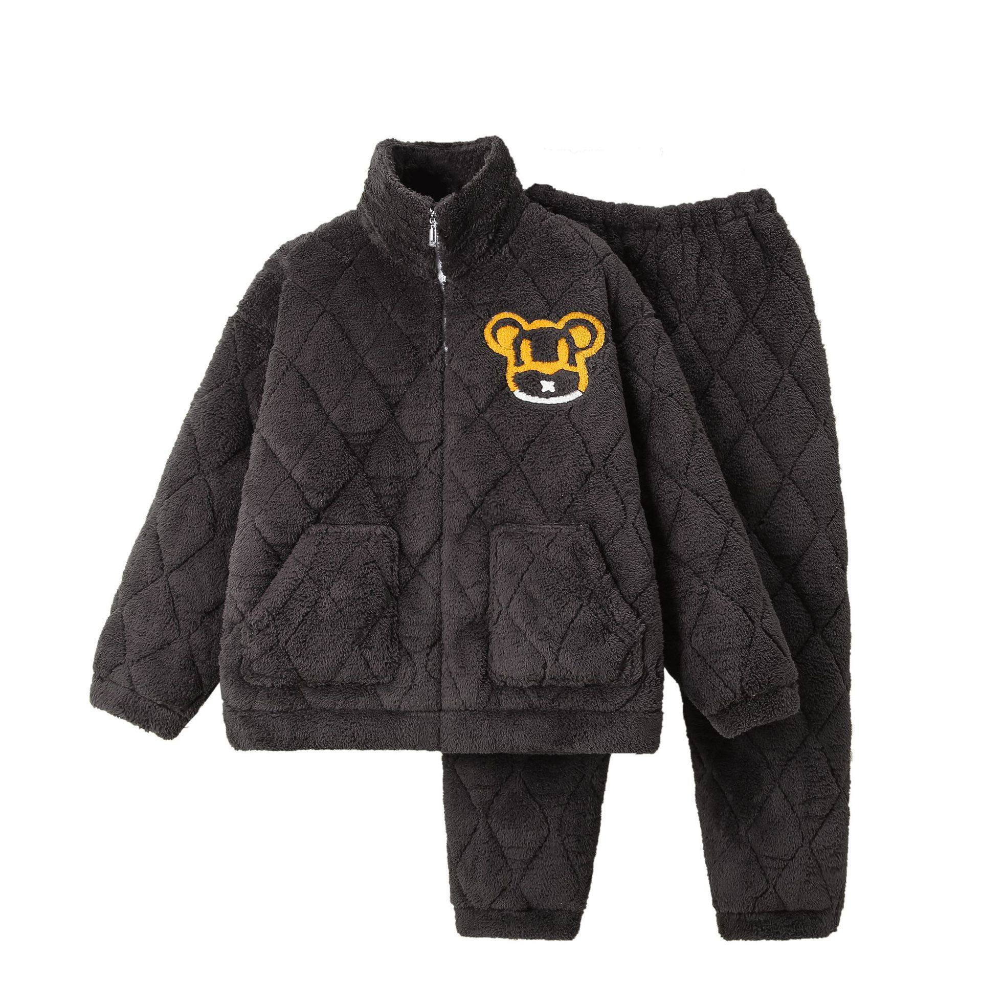 珊瑚绒睡衣男冬季新款加绒加厚三层夹棉袄冬天保暖外穿家居服套装,淘宝优惠券,粉丝福利购,淘宝优惠卷