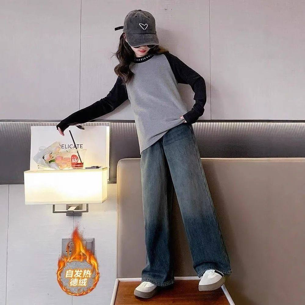 女童长袖T恤秋装新款中大童时尚简约内搭上衣春秋撞色德绒打底衫,淘宝优惠券,粉丝福利购,淘宝优惠卷