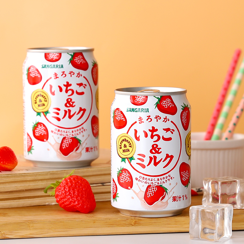 日本进口SANGARIA三佳利草莓牛奶饮料高颜值果汁风味休闲饮品275g - 图2