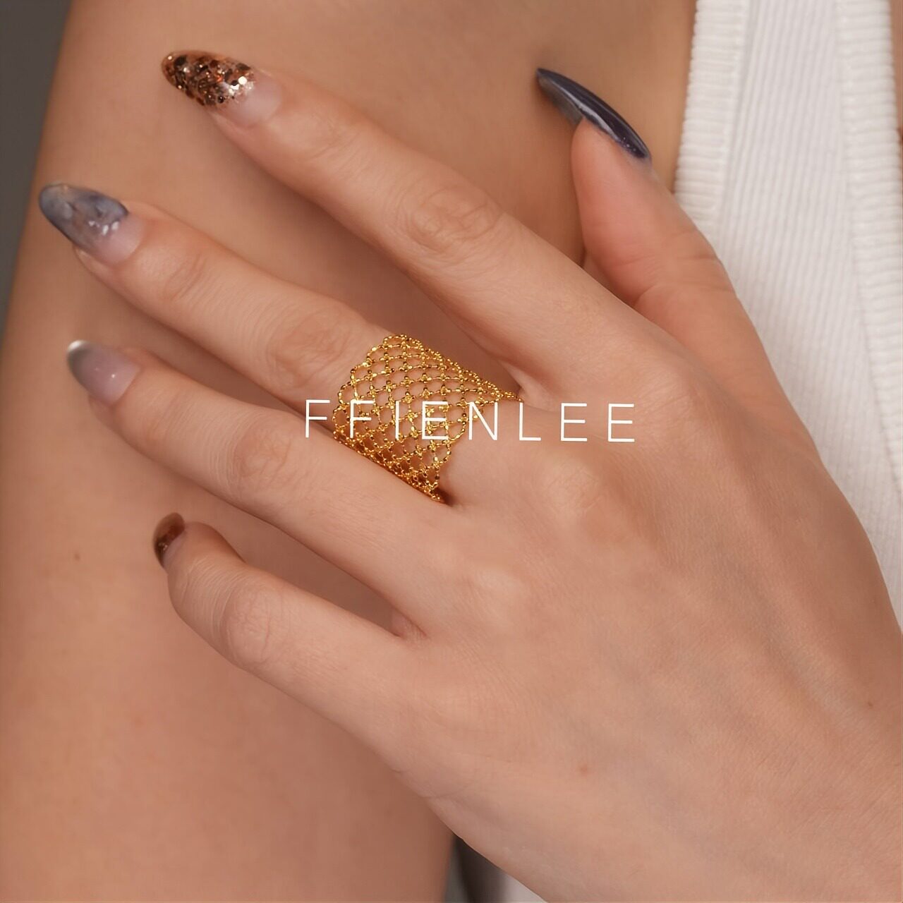 S925 Silver Ring Cloud Net Woven Light Grid Pull-out Adjustable Ring Women's Hollow Weaving Fashion Niche Ring
