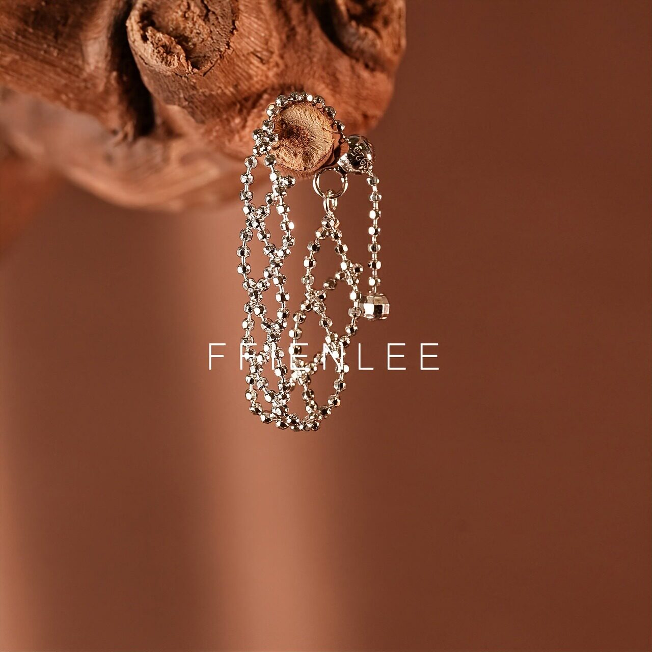 S925 silver ring, diamond weaving shadow, Italian engraved bead chain pull-out ring, niche design, can be stacked