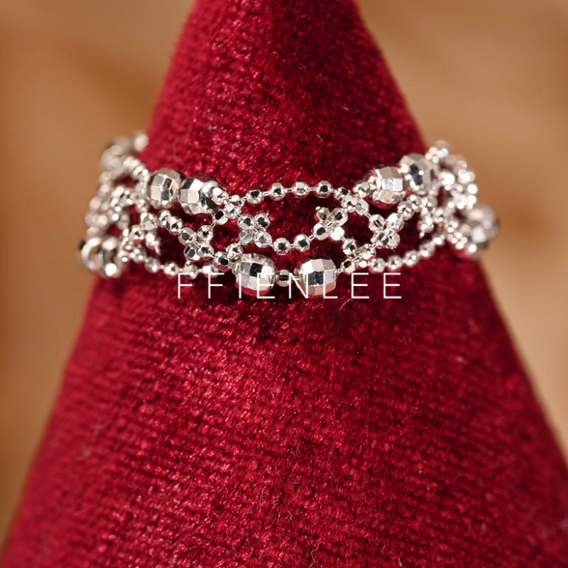 925 Silver Ring Waltz Love Light Luxury Niche Design Ring Women's Pull Adjustable Ring