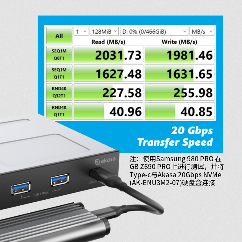 USB3.2 Gen2x2 Type-C软驱位扩展器面板20Gbps传输3.0 HUB集线器 - 图1