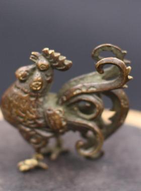 实心纯黄铜大公鸡化解婚外情茶宠