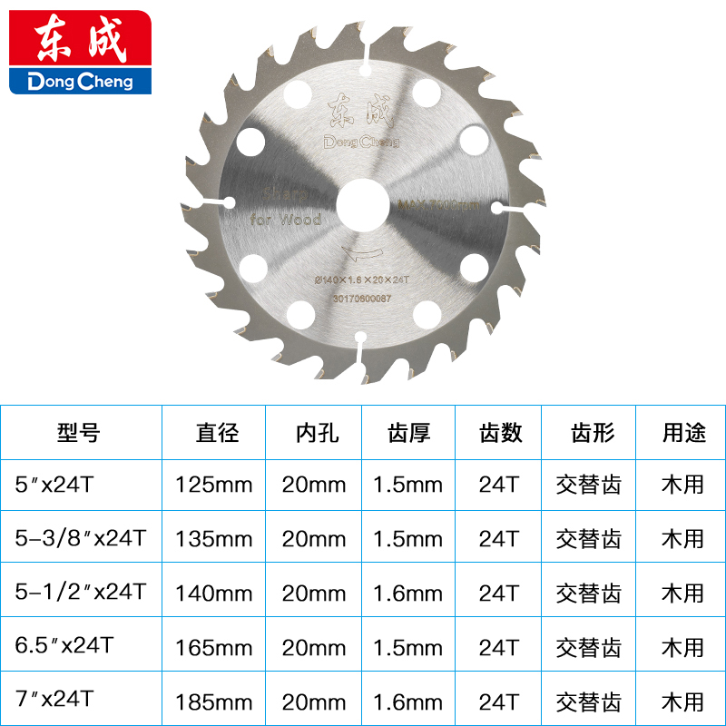 东成锯片5寸锂电锯专用锯片140单手锯切割片6.5寸充电锯合金锯片