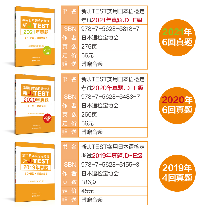 3本套jtest真题de2021+2020+2019实用日语检定考试jtest真题j.test考试 jtest全真模拟试卷考试词汇语法日语检定jtest考试资料正版 - 图0