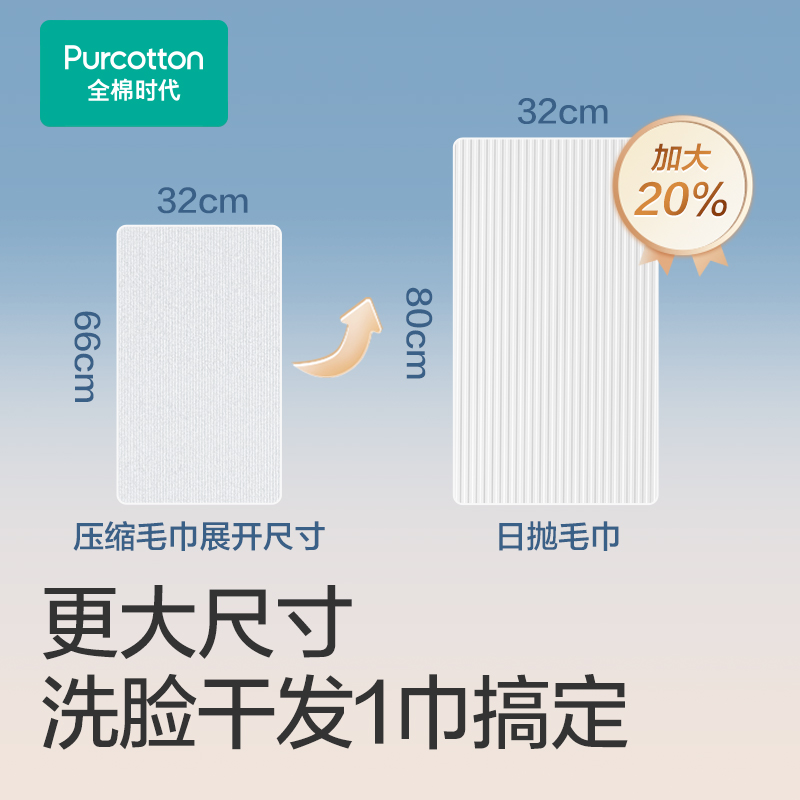 全棉时代一次性毛巾加大加厚出差旅游独立包装日抛洗脸毛浴巾