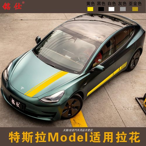 适用特斯拉车贴Model3汽车贴纸modelY比亚迪元拉花侧裙边改色膜 - 图0