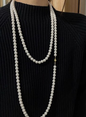 多层叠戴磁吸扣珍珠项链