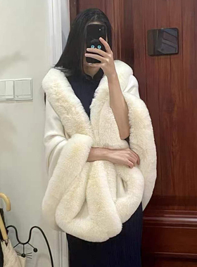 冬季仿皮草斗篷披肩配旗袍