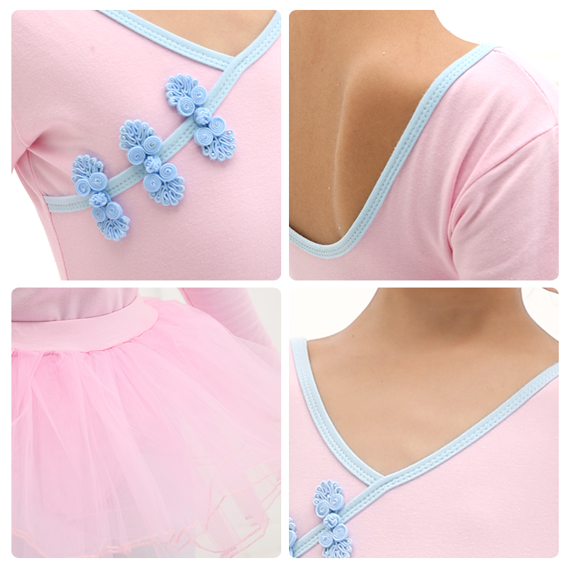 儿童舞蹈练功服长袖少儿芭蕾舞服女童连体服民舞中国风舞跳舞春 - 图0