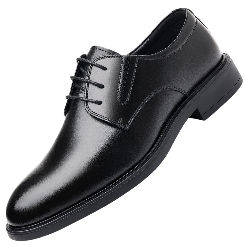 稻草人皮鞋男款冬季透气新款男士正装皮鞋真皮英伦商务休闲婚鞋子 - 图3