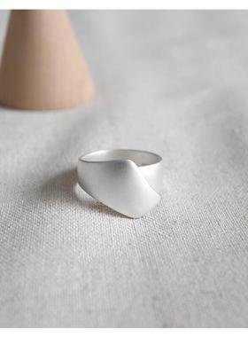 韩版不规则磨砂纯银中性风戒指