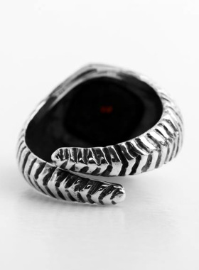 bugiel个性复古纹上帝之眼开口戒欧美时尚潮流尾戒食指戒男