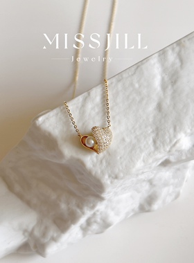 MISSJILL·爱心珍珠系列｜轻法式精致优雅925银镀14K金项链锁骨链