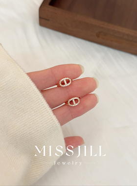 MISSJILL 闪闪猪鼻子｜通体S925纯银镀玫瑰金温柔气质耳圈耳饰女